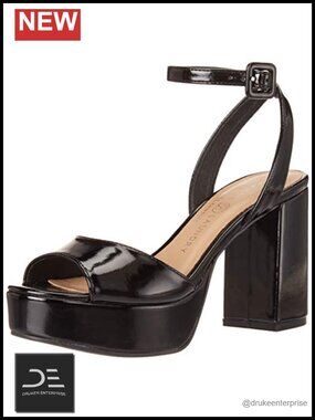 Chunky Block Heel Platform Sandal with Ankle Strap Peep Toe